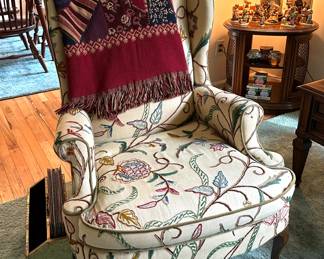 Crewel Work Wing Back Chair 