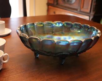 Indiana Carnival Glass Oval Footed Serving Bowl / CENTERPIECE 