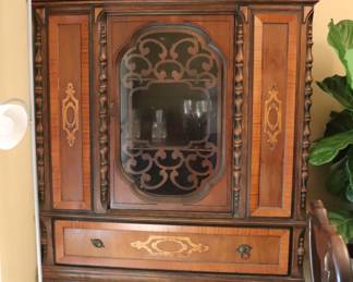 Antique English Tudor Style China Cabinet 