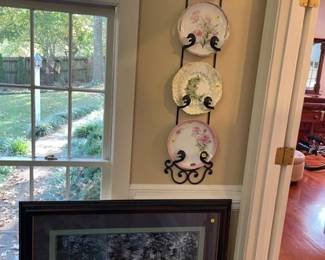 Framed art and collector plates