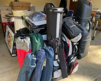 Golf items and folding chairs
