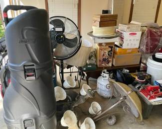 Ceiling light fixture, fan, golf bag transport case