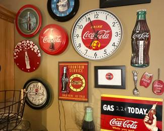 Coca Cola clocks and signs 