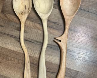 Handmade wooden spoons, signed 