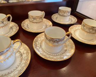 Set of 6 Demitasse Cups and Saucers, Jammet Seignolles, Limoges, made in France 