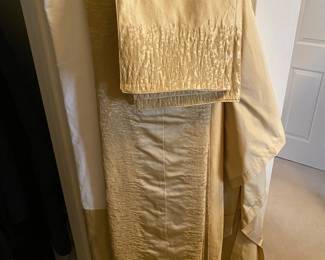 Gold Tone Silk Duvet Cover with matching Pillow Shams and Bed Skirt, Queen