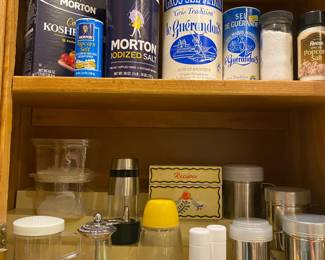 Salts, Kitchen Shakers, Vintage Metal Recipe Box 