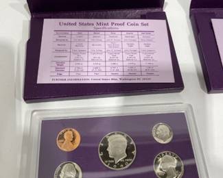 United States Mint proof sets 1990 (2) and 1991 with coas