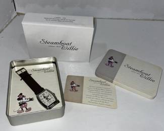 Steamboat Willie collectible watch in tin