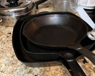 Wonderfully seasoned iron skillets 