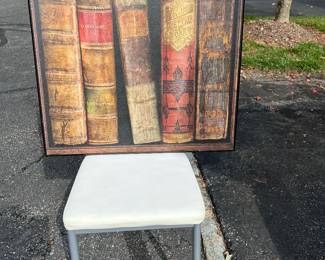 Framed Print of books to match end table. 