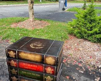 Chest of drawers decorative end table like a stack of books. 