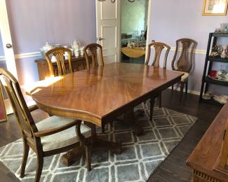 SOLD AS PRESALE:  HUNTLEY FURNITURE by THOMASVILLE BARDINI CHINA CABINET, BUFFET, TABLE W 2 LEAVES & 8 CHAIRS 