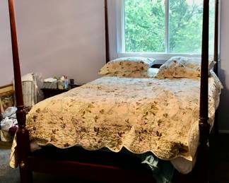 SOLD AS PRESALE: BAKER CHIPPENDALE Mahogany HIGHBOY, LONG DRESSER, MIRROR (Damaged), NIGHTSTAND 
