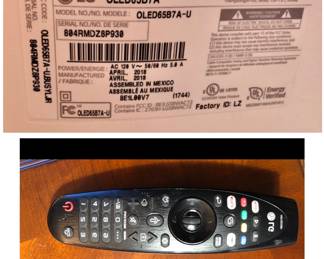 PRESALE: 2018 LG 65 inch Smart TV OLED65B7A $600