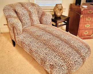 Custom upholstered antique chaise lounge