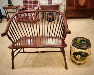 19th c. Continental Windsor style bench