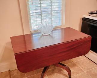 Mahogany drop side table with drawers 