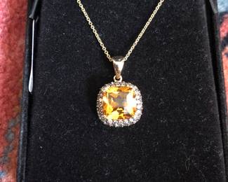 14k Citrine and Chocolate Diamonds 