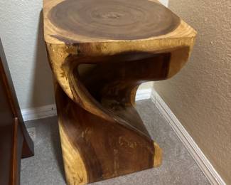 burled wood end table