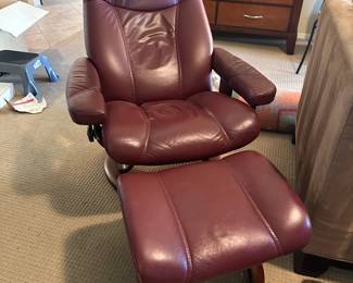leather chair and ottoman