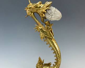 Gilt Bronze Standing Dragon Lamp