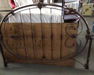 Ornate metal full size headboard $60