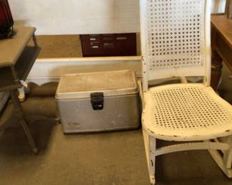 full size headboard and footboard (no side rails) $40.; white rocker$25.