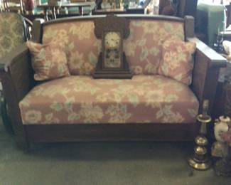 Vintage Tiger oak love seat $250