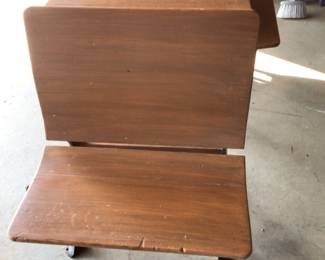 Oak & metal school desk with inkwell cutout. 2 available.$50 each