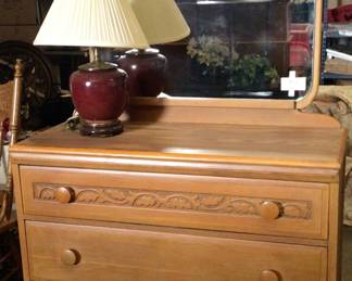 3 drawer oak dresser with mirror.$200