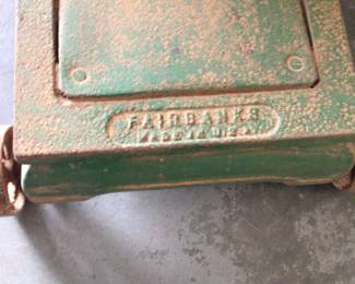 Vintage Fairbanks industrial cast iron free standing mobile scale. $100