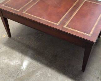 Vintage leather top coffee table $50
