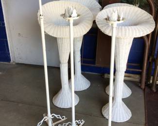 Vintage set of 3 wrought iron free standing candle holders $90.