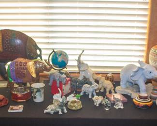 Decorative elephant statues and display