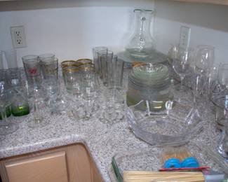 Assortment of glasses and glass plates