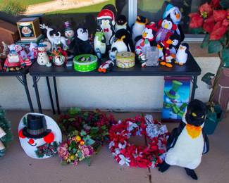 Christmas and penguin decorations
