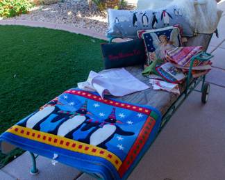 Christmas decorations, outdoor lounger 