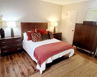 Full size platform bed with headboard. Bed reclines