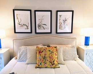 Linen nailed platform bed