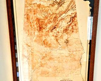 Large Floating Framed Vintage State Map