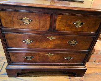 Media solid wooden table--front raises (false drawers) to store media equipment