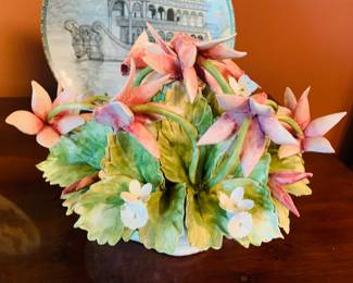 Large Capodimonte Italian porcelain flowers