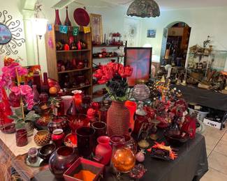 Room full of red glass