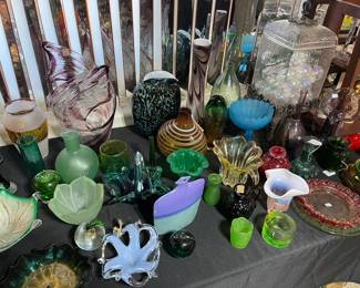 Art glass of every type, tables full of vintage