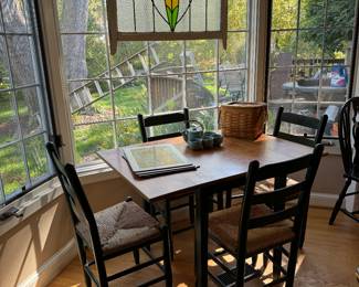 Kitchenette Drop Leaf Dining Table with Matching Wood Ladderback Chairs(4pc)