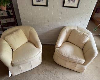 Sherrill Upholstered Left & Right Large Arm Swivel Amchairs