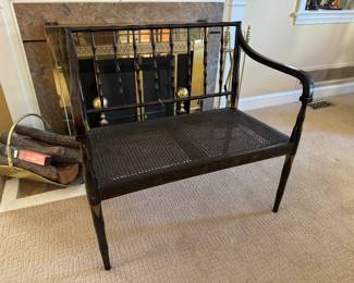 Banks Coldstone by Sarreid LTD Wooden Caned Bench (36"W x 18"D x 33"H)