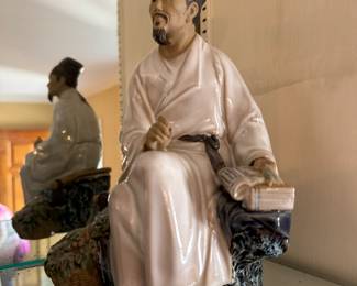 Vintage Chinese Pottery Figure Old Man Statue