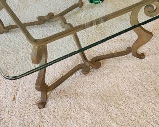 Metal Coffee Table with Beveled glass top